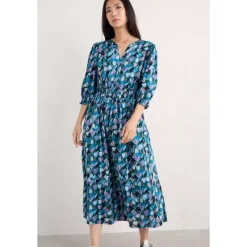 Fawn Organic Cotton Waisted Midi Dress-Seasalt Cornwall Fashion