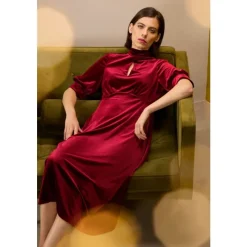 Four Lanes Velvet Empire Line Midi Dress-Seasalt Cornwall Clearance