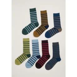 Gift Box of 7 Men's Striped Sailor Socks-Seasalt Cornwall Best