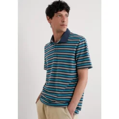 Men's Ballan Stripe Polo in GOTS-Certified Organic Cotton Jersey-Seasalt Cornwall Discount